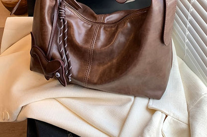 Leather Charm Bag Crossbody Faux Plain With