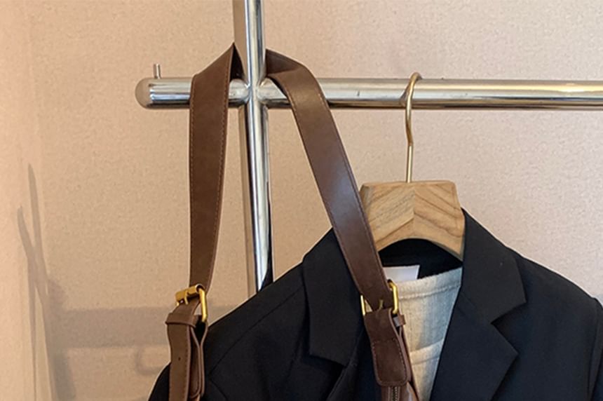 Leather Charm Bag Crossbody Faux Plain With