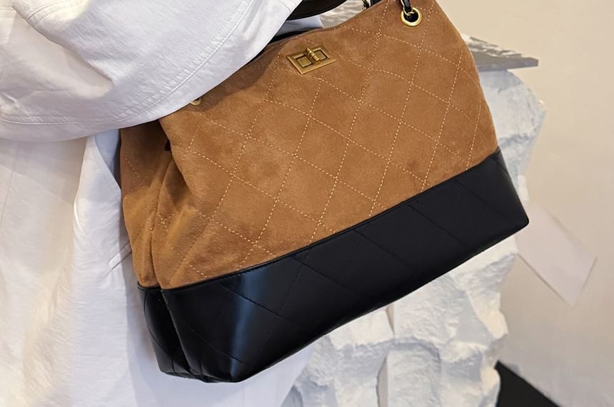 Crossbody Bag Strap Quilted Faux Tote Suede Chain