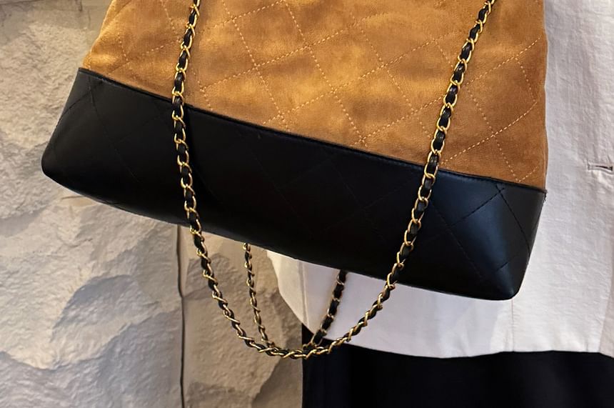 Crossbody Bag Strap Quilted Faux Tote Suede Chain