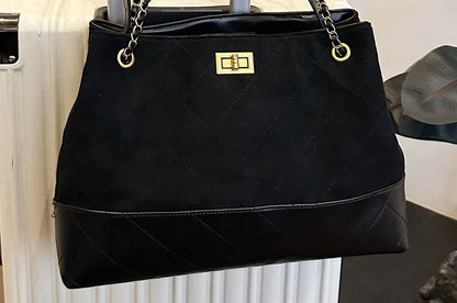Crossbody Bag Strap Quilted Faux Tote Suede Chain