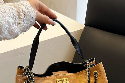 Crossbody Bag Strap Quilted Faux Tote Suede Chain