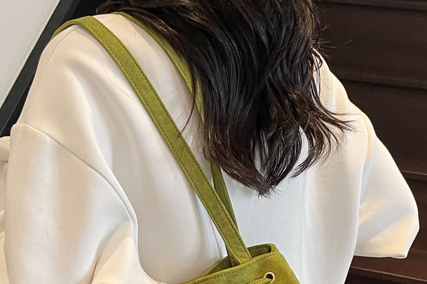 Suede Faux Plain Drawstring Bag Tote
