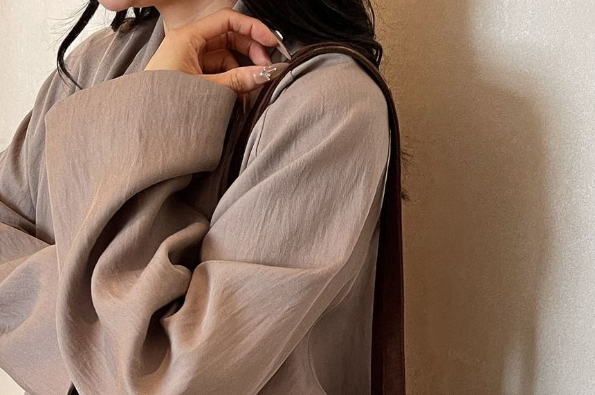 Suede Faux Plain Drawstring Bag Tote