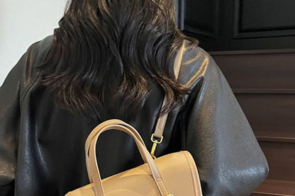 Flap Leather Backpack Faux