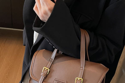 Flap Leather Backpack Faux