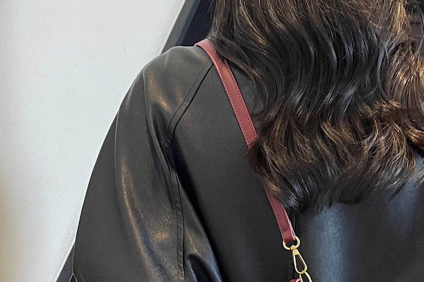 Crossbody Fringe Faux Plain With Suede Pouch Bag