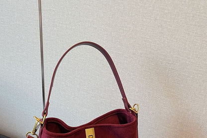 Crossbody Fringe Faux Plain With Suede Pouch Bag