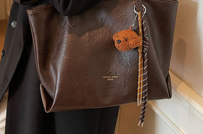 Faux Charm Plain Bag With Tote Leather