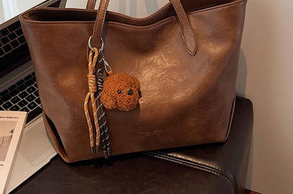 Faux Charm Plain Bag With Tote Leather