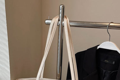 Faux Charm Plain Bag With Tote Leather