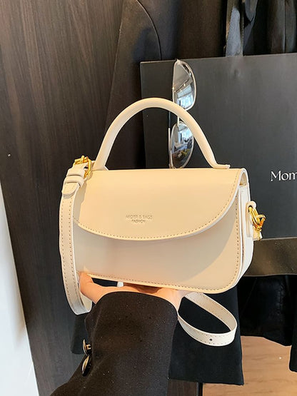 Handle Top Bag Crossbody Faux Flap Leather Plain