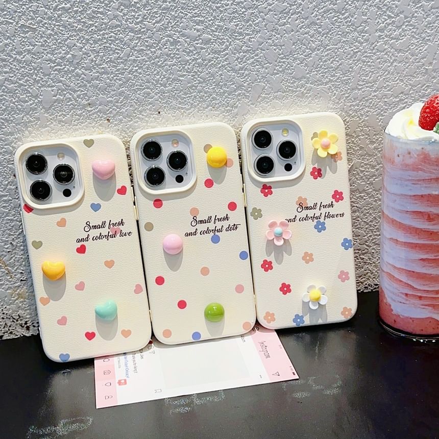 Floral / Heart / Bead Phone Case