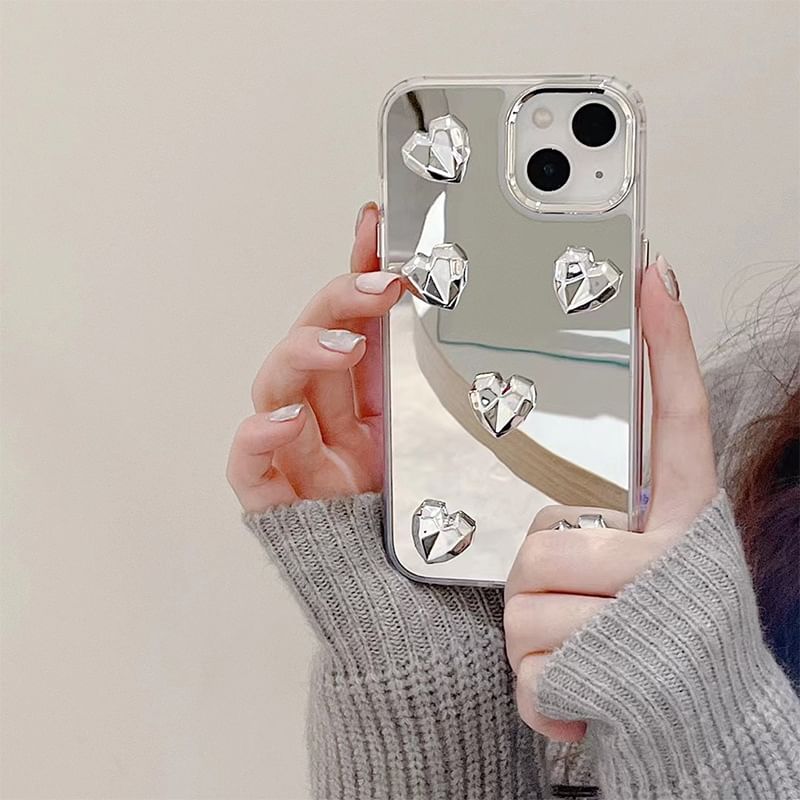 Low Poly Heart Mirrored Phone Case
