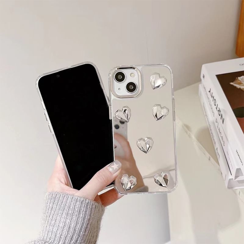 Low Poly Heart Mirrored Phone Case