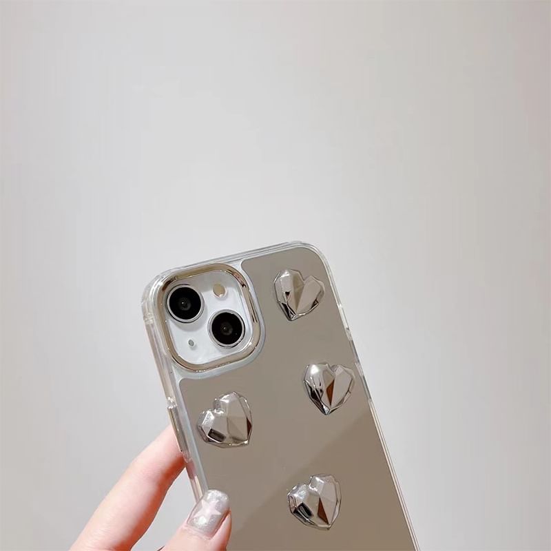 Low Poly Heart Mirrored Phone Case