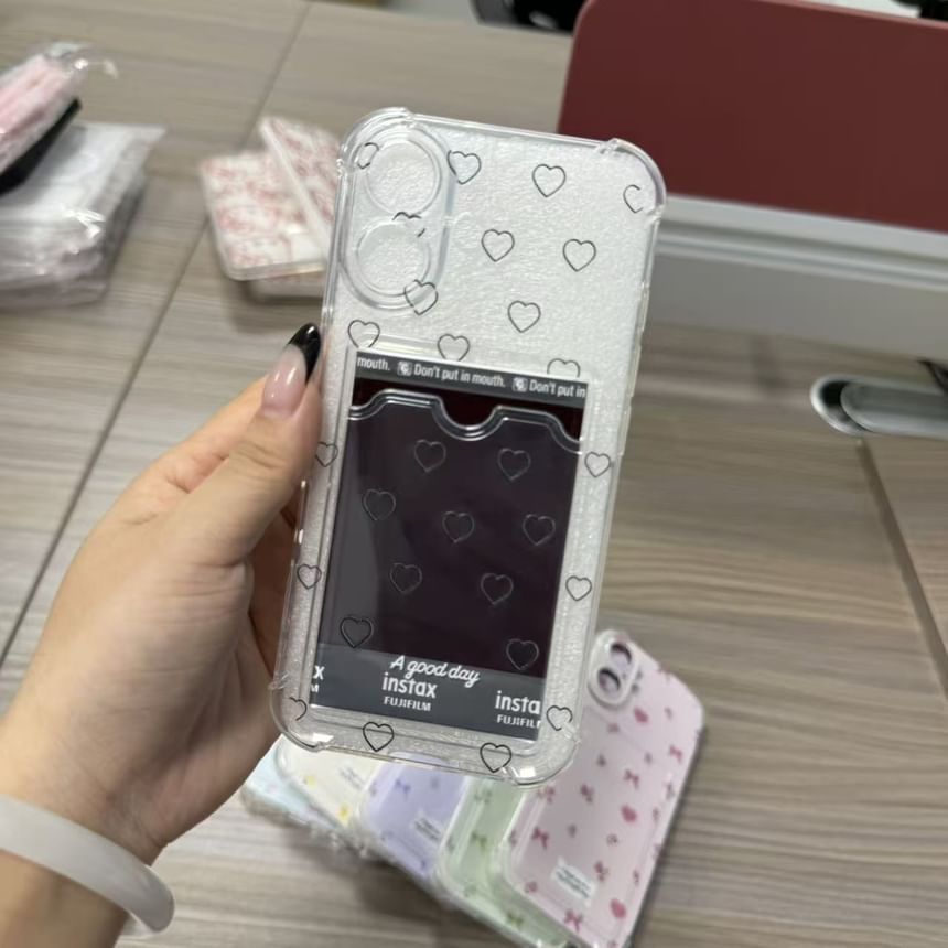 Heart Cutout Card Holder Phone Case