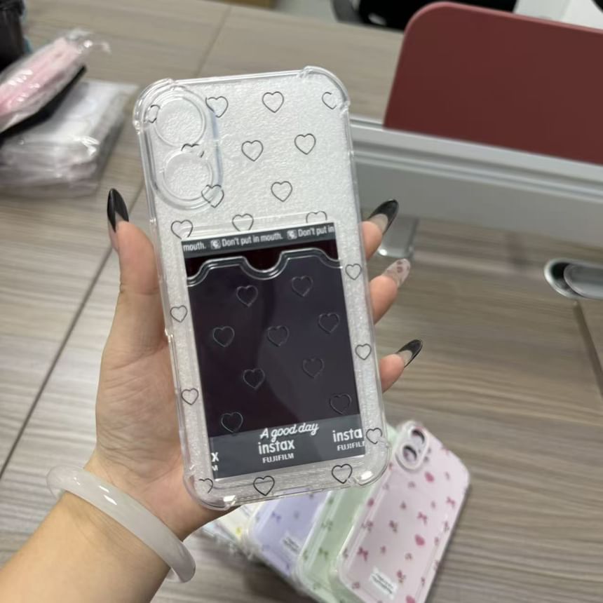 Heart Cutout Card Holder Phone Case