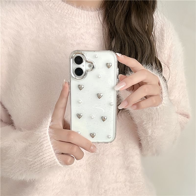 Heart Faux Pearl Phone Case