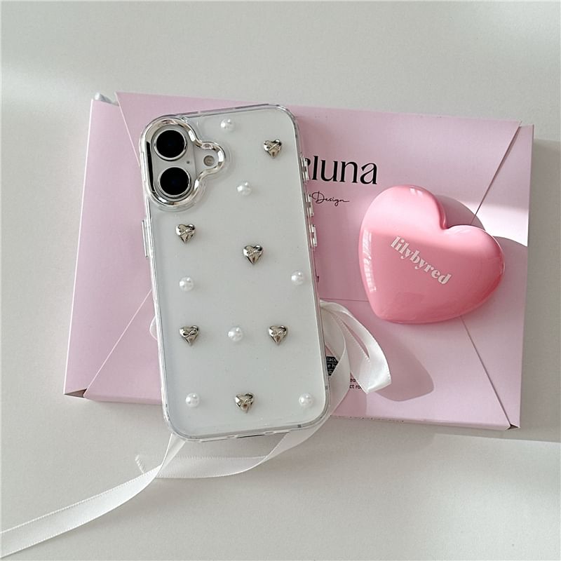 Heart Faux Pearl Phone Case
