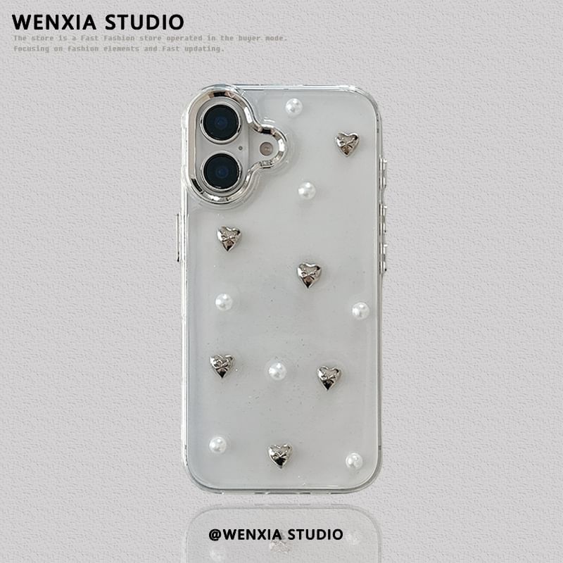 Heart Faux Pearl Phone Case