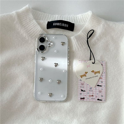 Heart Faux Pearl Phone Case