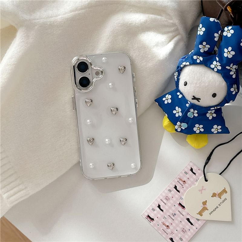 Heart Faux Pearl Phone Case
