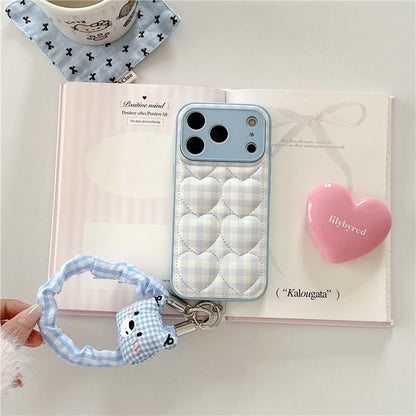 Heart Plaid Faux Leather Phone Case