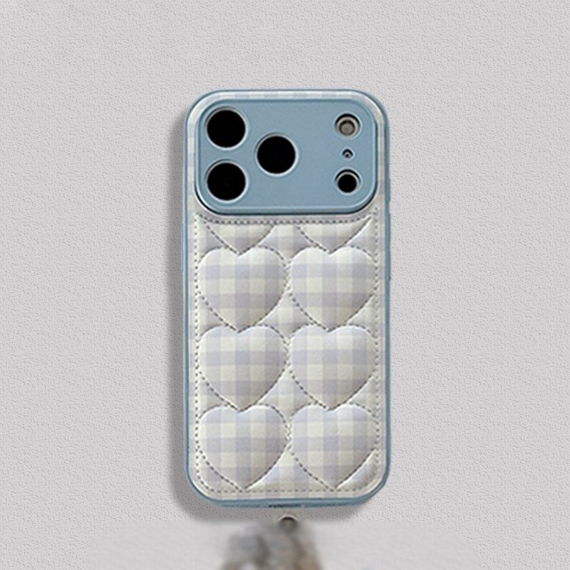 Heart Plaid Faux Leather Phone Case