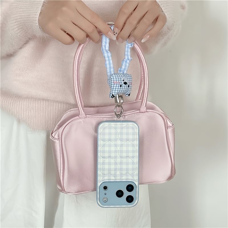 Heart Plaid Faux Leather Phone Case