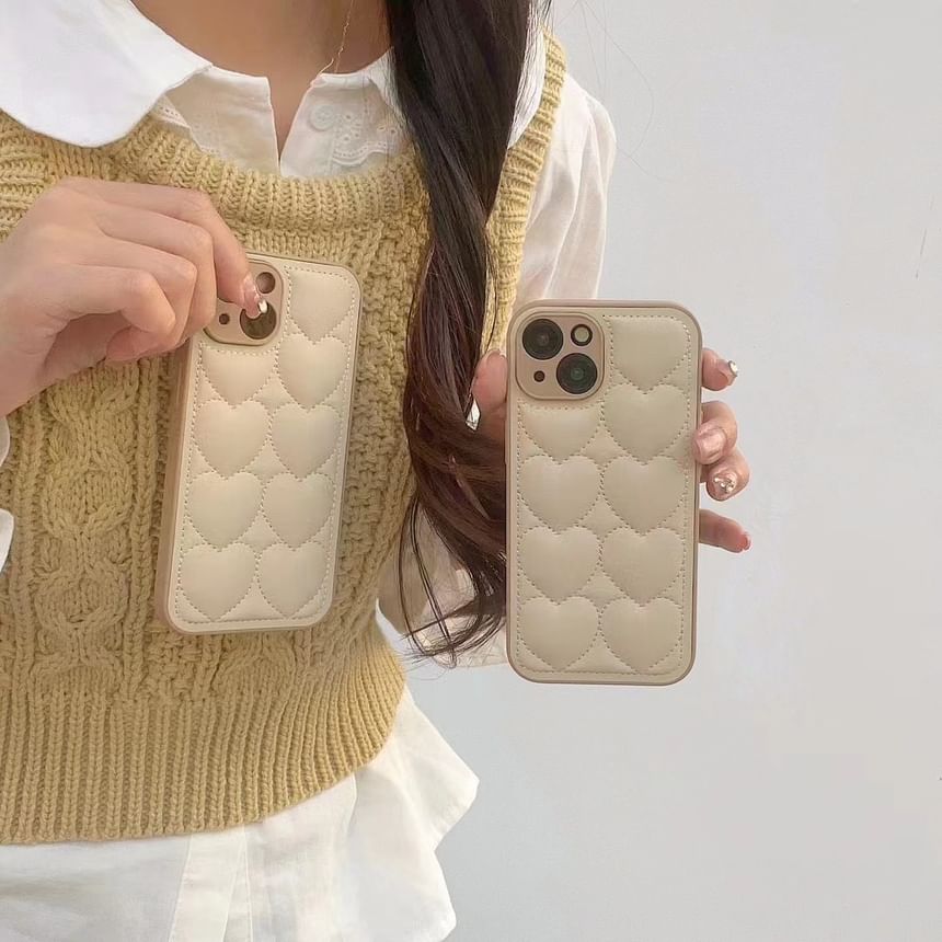 Heart Quilted Faux Leather Phone Case