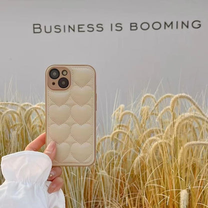 Heart Quilted Faux Leather Phone Case