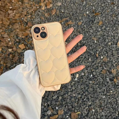 Heart Quilted Faux Leather Phone Case
