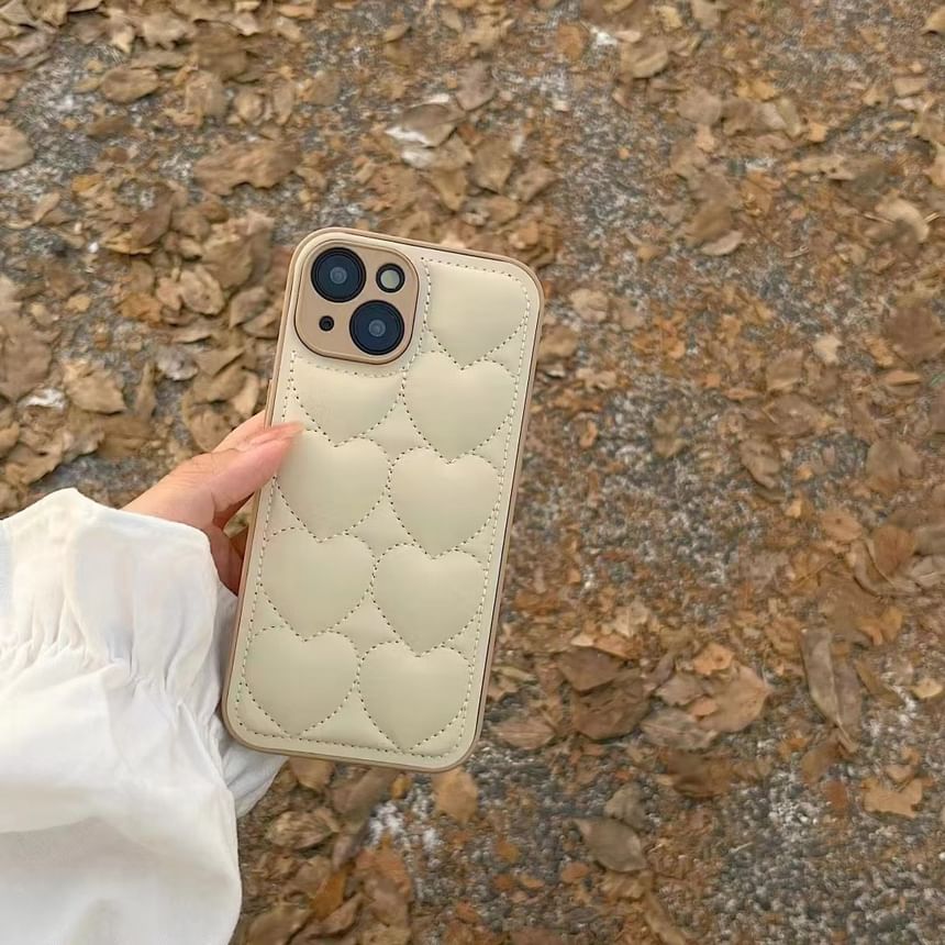 Heart Quilted Faux Leather Phone Case