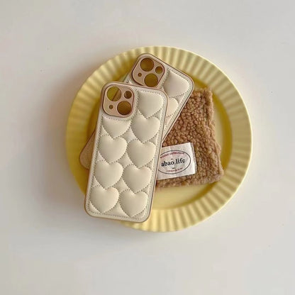 Heart Quilted Faux Leather Phone Case