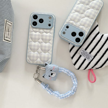 Heart Plaid Quilted Faux Leather Phone Case