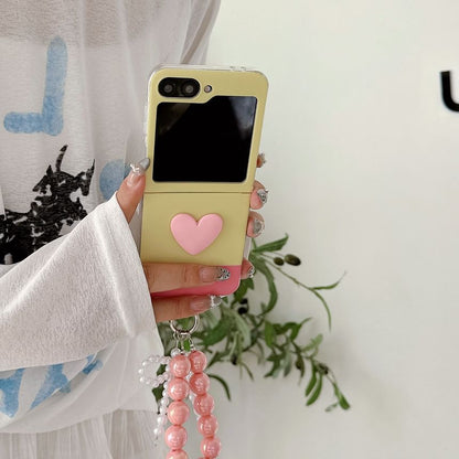 Heart Color Block Phone Case / Bow Strap / Set