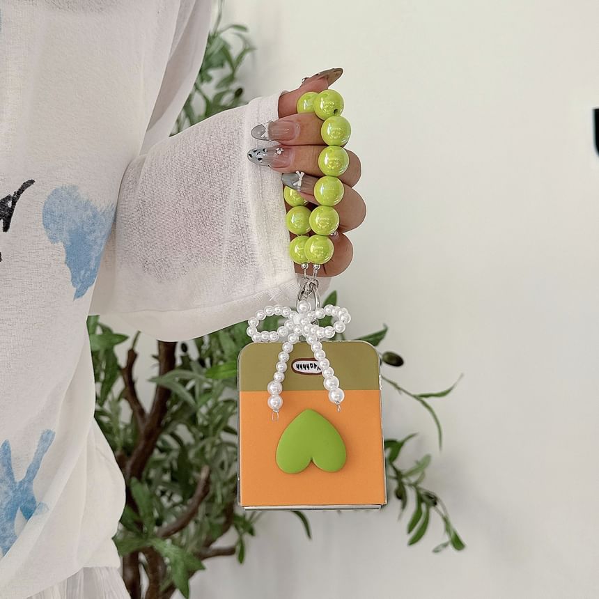 Heart Color Block Phone Case / Bow Strap / Set