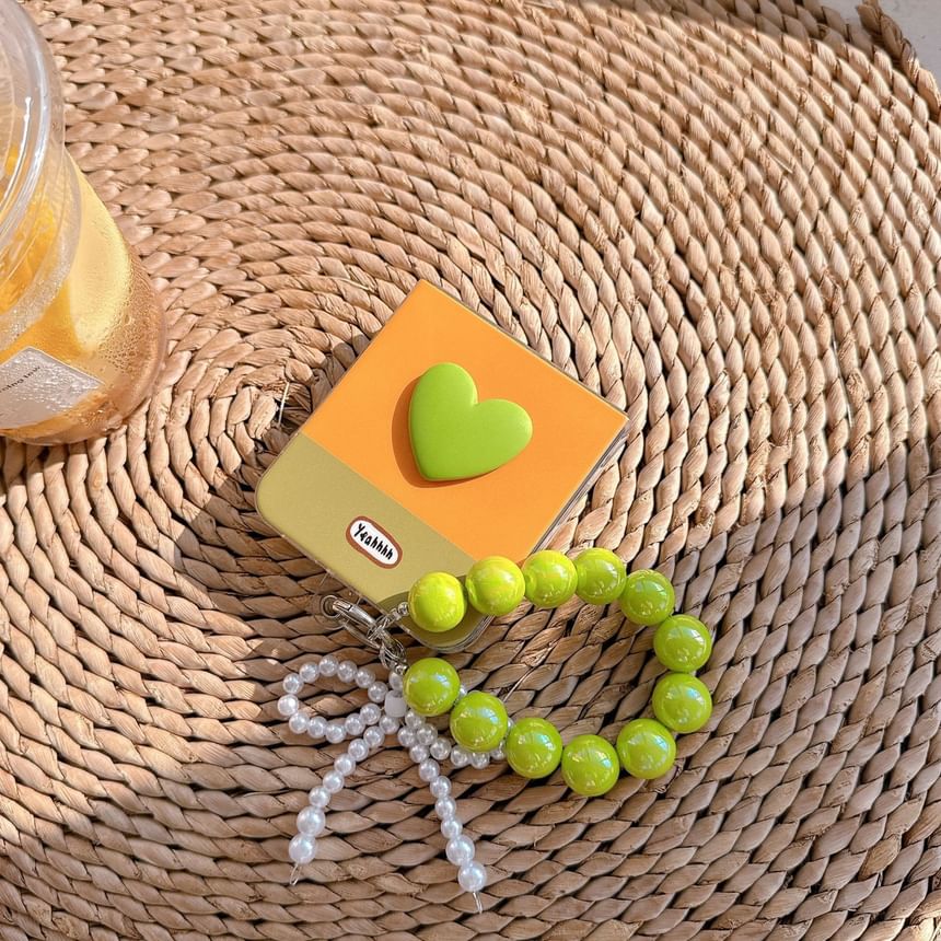 Heart Color Block Phone Case / Bow Strap / Set