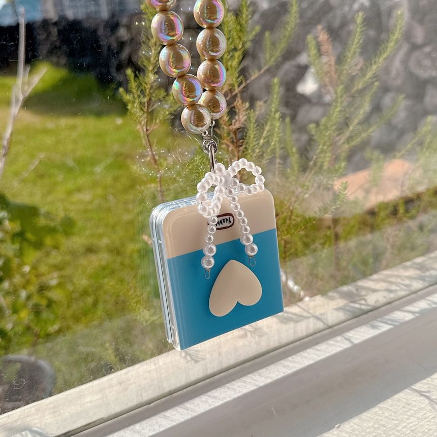 Heart Color Block Phone Case / Bow Strap / Set