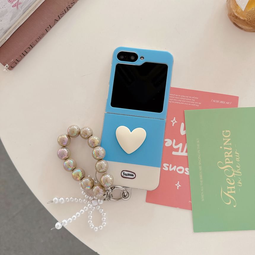 Heart Color Block Phone Case / Bow Strap / Set