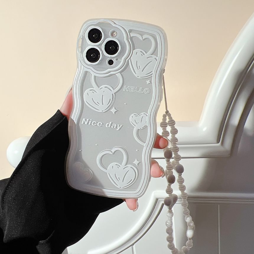 Heart Phone Case / Faux Pearl Strap / Set