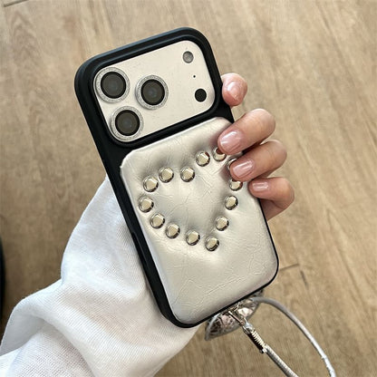 Heart Studded Faux Leather Phone Case