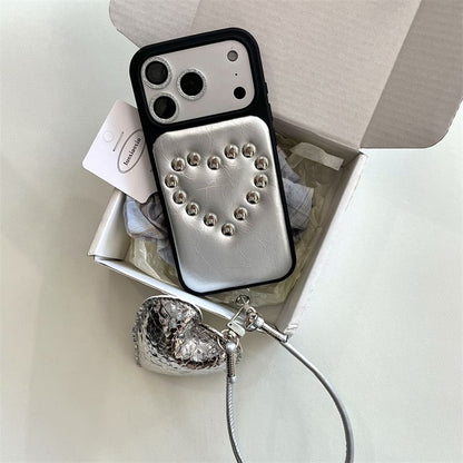 Heart Studded Faux Leather Phone Case