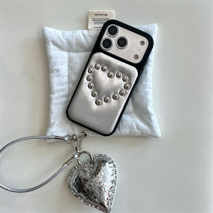 Heart Studded Faux Leather Phone Case
