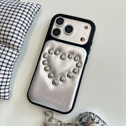 Heart Studded Faux Leather Phone Case