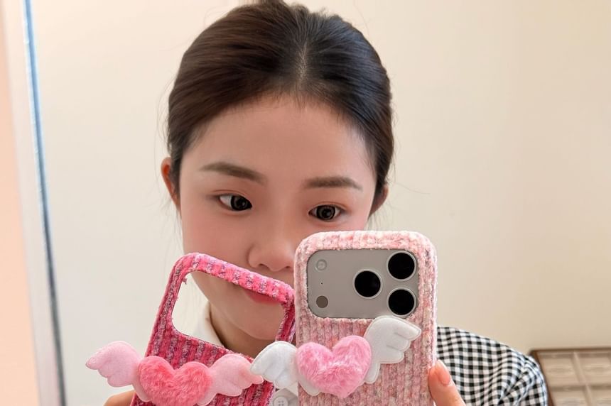 Flying Heart Flannel Phone Case / Strap / Set