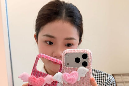 Flying Heart Flannel Phone Case / Strap / Set