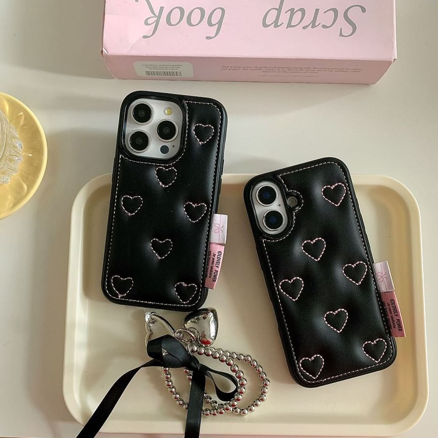 Heart Faux Leather Phone Case