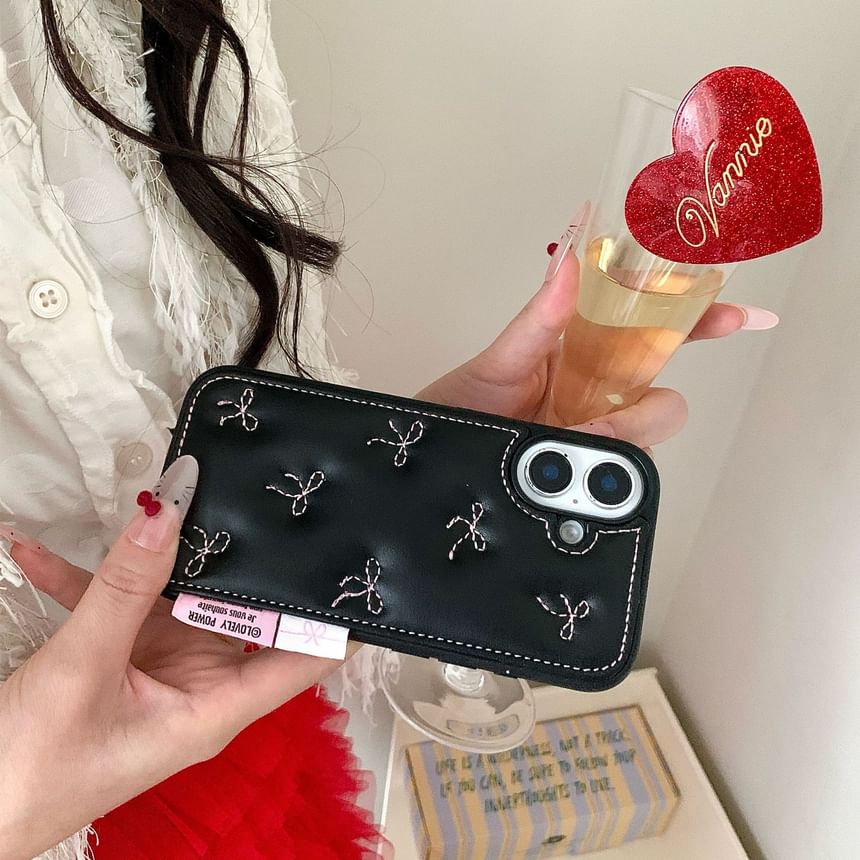 Heart Faux Leather Phone Case
